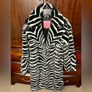 Adorable Kate Spade Faux Fur Zebra Print Swing Coat for winter